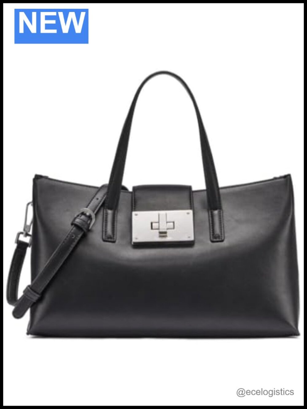 Vegan Leather Triple Compartment Satchel with Twist Lock